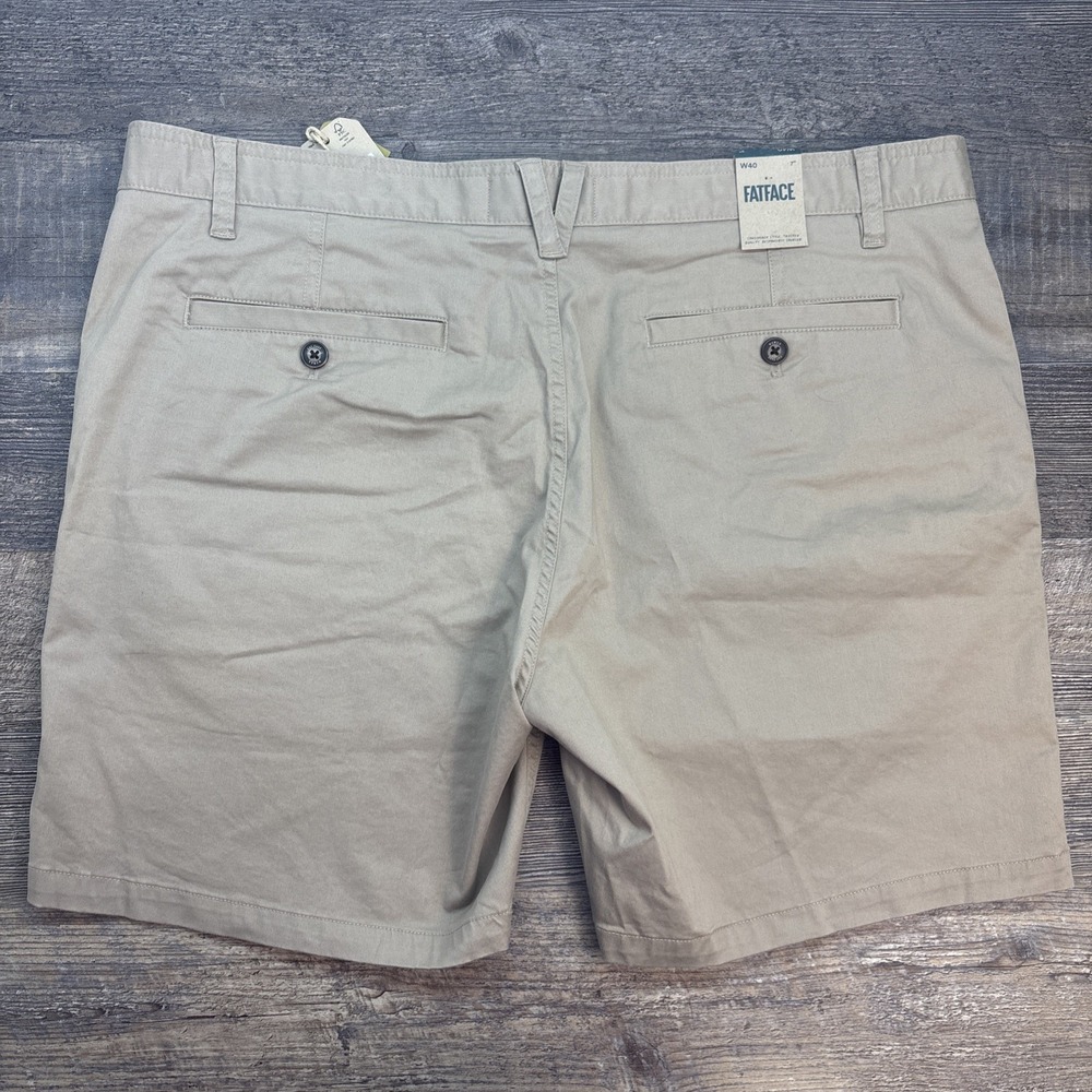 Fat Face Men's Size 40 Mawes Chino Shorts Flat Front Stone Cotton Stretch NEW - Picture 6 of 14